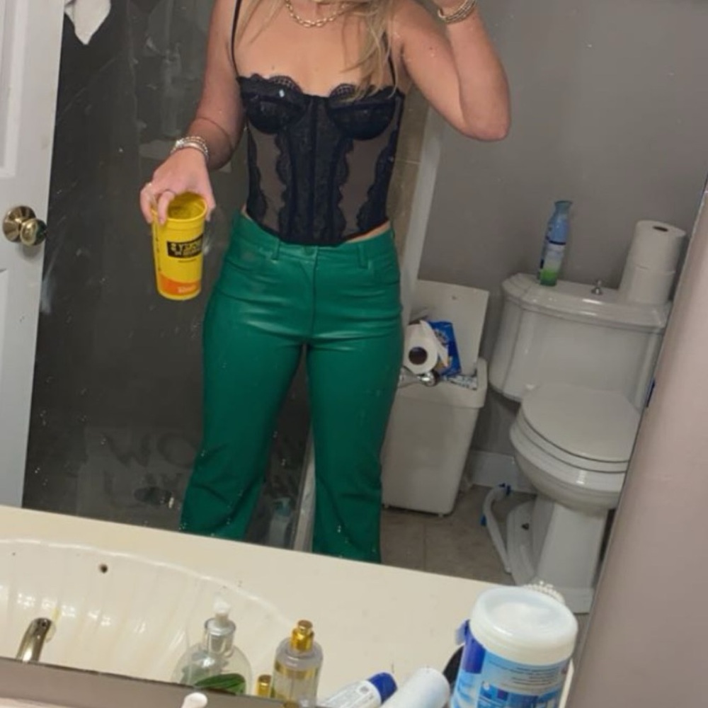 Green Zara leather pants